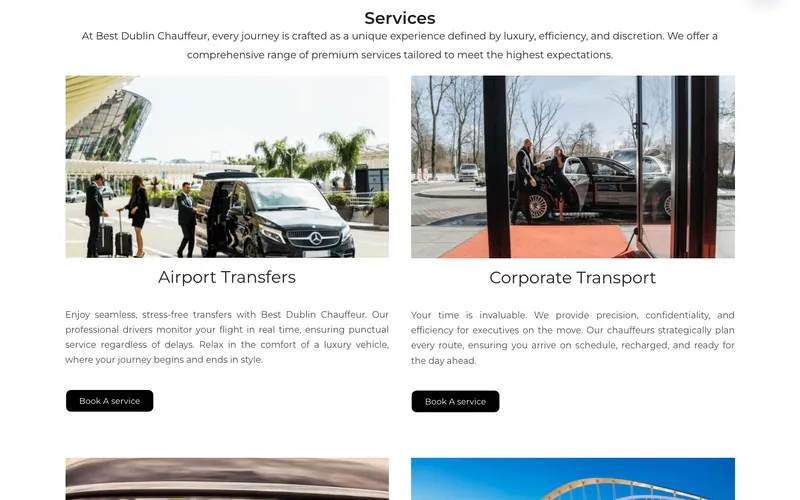 The Best Dublin Chauffeur website, built by Kovar Agency